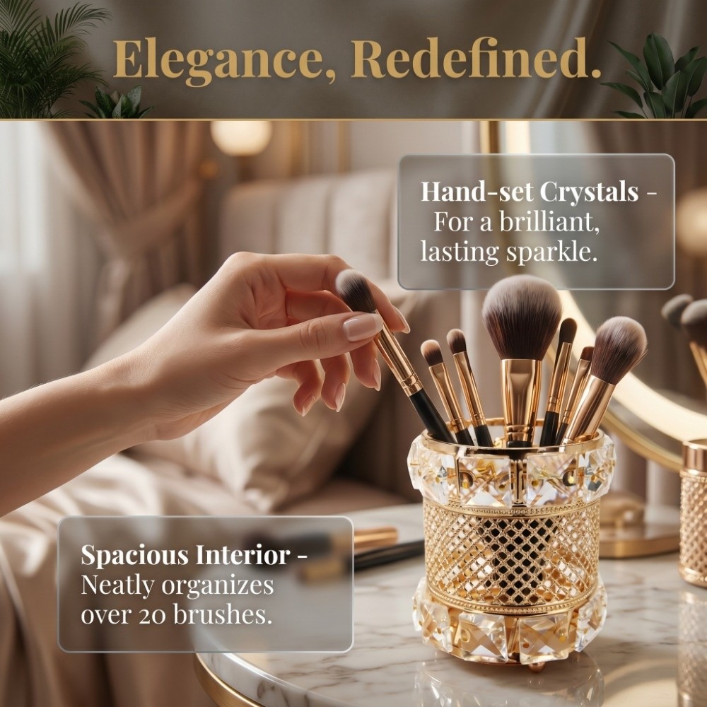 Luxury Skincare And Makeup Brands - Pojemnik do przechowywania Złoty organizer na