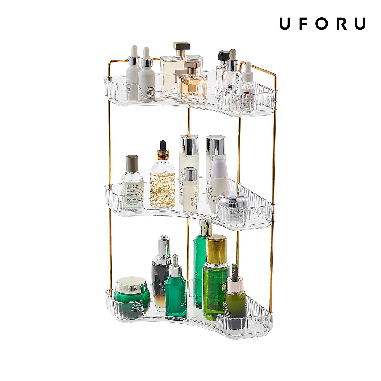Luxury Skincare Tray - 3-poziomowy przezroczysty organizer łazienkowy, narożna półka