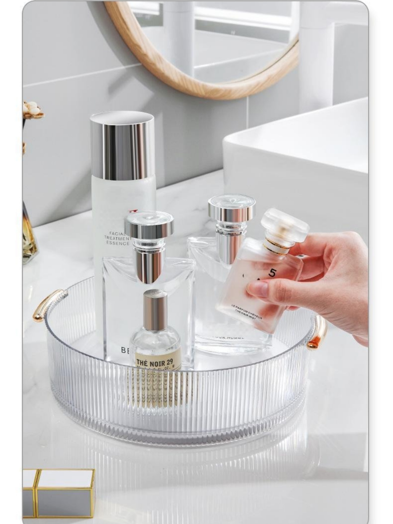 Przezroczysta, pionowa, prążko – Luxury Skincare Tray recenzja i cena